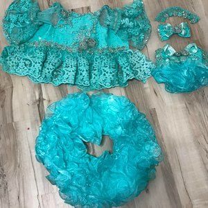 Aqua/Deep Mint Glitz Pageant Dress 4/6